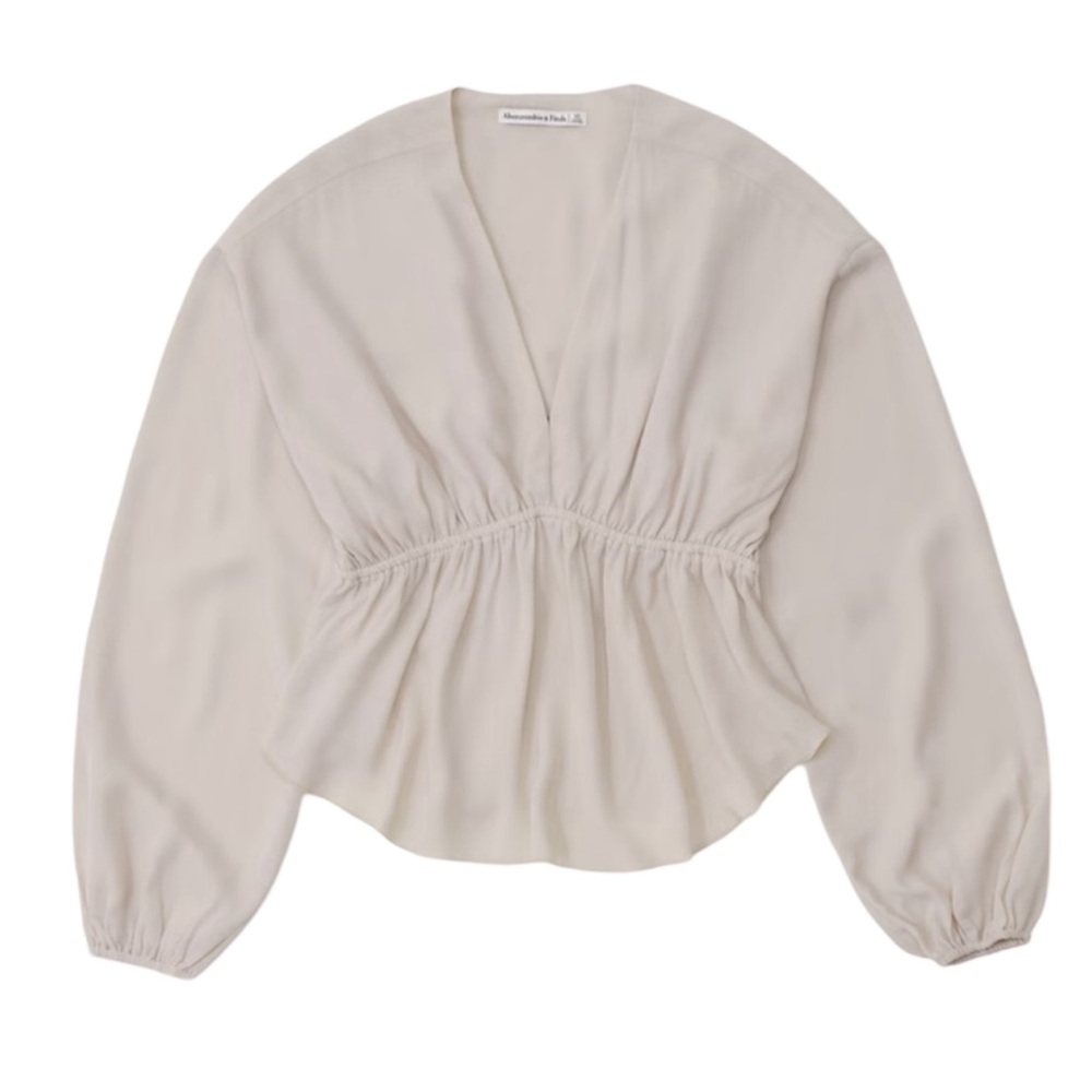 Abercrombie Faux Silk Puff Sleeve Top NWT